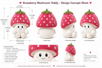 design a cute and unique plush top character from your idea