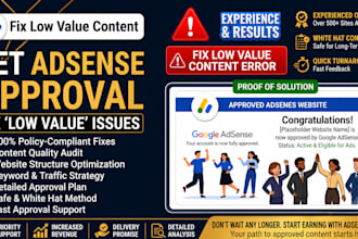 fix low value content and get your website adsense approved