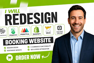redesign printify printful shopify wix square online store booking squarespace