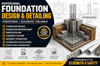create structural foundation design, foundation detailing and footing plan