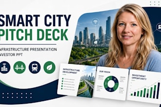 design smart city pitch deck, infrastructure presentation, investor powerpoint