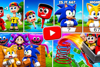 create eye catching cartoon youtube thumbnails for gaming, kids channel and more
