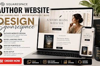 design squarespace author website book landing page writer portfolio blog