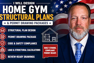 design home gym structural plans and permit drawing packages