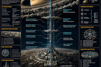 create futuristic scifi blueprint design