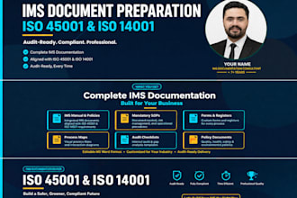 provide iso 14001, and 45001 certification, audit, and documentation