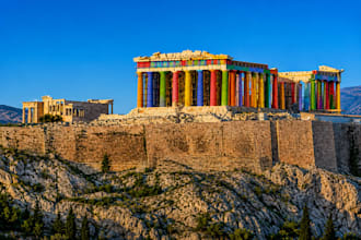 create colorful landmark and travel wall art designs