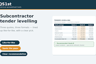 be your freelance quantity surveyor for tenders, valuations and variations