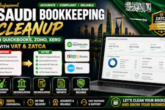 clean up saudi bookkeeping in quickbooks, zoho, xero with vat