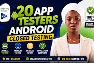 provide 20 testers for google play closed testing and android app testing