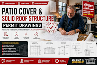 patio cover solid roof structure permit drawings