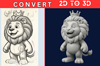 convert image to 3d model, 2d to 3d sketch to stl file 3d miniature toy