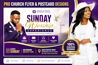 design professional church flyer, church event flyer worship flyer church banner