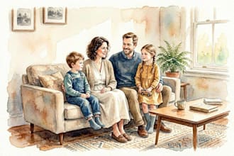 make watercolor family portrait