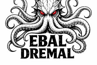 design high quality custom kraken octopus logo illustrator for t shirt design