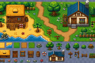 do pixel art tileset, scenery environment, tile map, rpg maker  for your game
