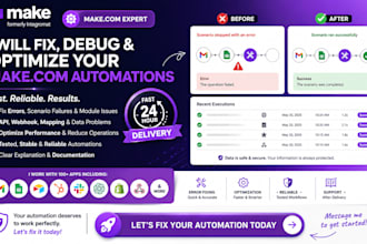 fix make com error debug and optimize your  automation workflow scenario fixing