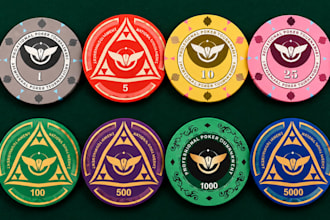 design a professional minimalist poker chip game , poker logo for your