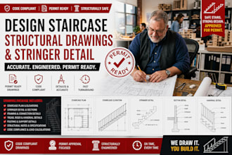 design staircase structural drawing stringer detail framing layout