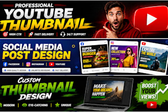design professional youtube thumbnail and social media posts