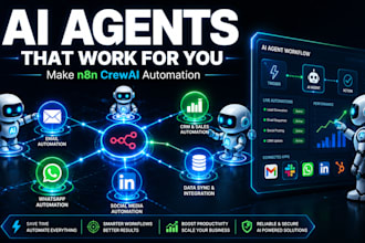 build custom ai agents and automation workflows with n8n make or crewai ai agent