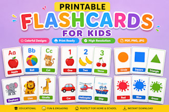 create design printable educational flashcards for kids