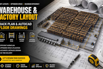 design warehouse and factory layout, rack plan and  autocad floor drawings