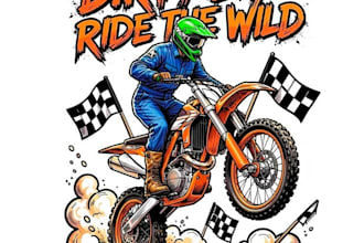design high quality custom dirt bike logo illustrator for t shirt design
