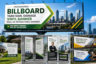 design billboard, yard sign, signage, vinyl banner, roll up, retractable banner
