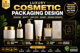 design premium cosmetic packaging and label design for beauty brand
