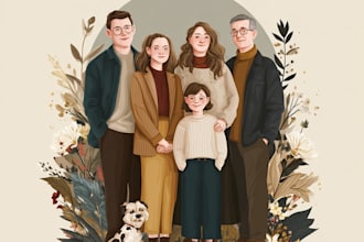 draw family portrait illustration