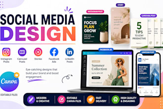 design instagram post carousel story facebook ads linkedin post canva design