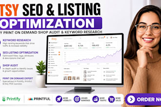 etsy seo listing optimization etsy print on demand shop audit keyword research