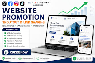 promote shoutout share website link to 250m USA UK de x fb ig audience