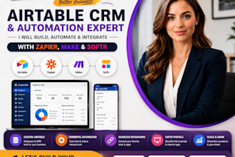 build airtable CRM, airtable database automation with zapier, make and softr