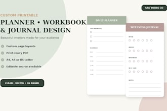 design a custom printable planner workbook or journal