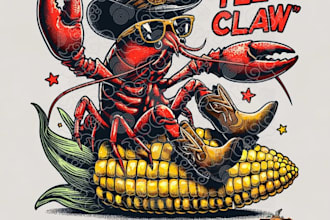 design high quality custom lobster logo illustrator for t shirt design