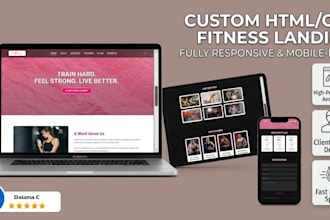 design a custom responsive HTML CSS landing page for fitness or business