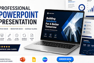 design powerpoint presentation, pitch deck, investor pitch deck, google slides