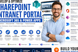 develop and optimize sharepoint intranet portal, microsoft office 365, powerapps