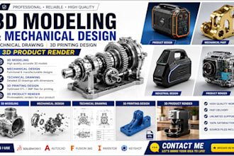do 3d modeling mechanical technical drawing 3d printing design 3d product render