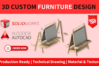 custom wooden furniture and cnc ready cad in solidworks