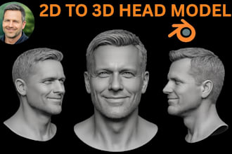 sculpt  2d to 3d head model 3d face model  3d bust 3d portrait 3d printing