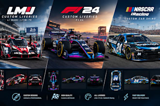 design custom lmu livery, f1 24 livery, nascar iracing car skins