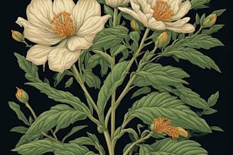 design botanical vector illustration of plants and flowers