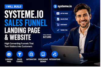 build a systeme io sales funnel landing page and website