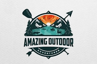 design professional outdoor logo for camping, hiking adventure and nature brand