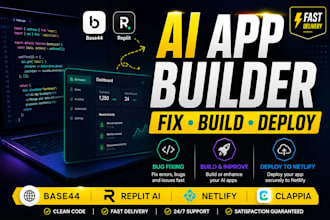 build and fix base44 replit ai apps and deploy to netlify