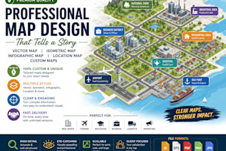 create vector map, isometric map, infographic map, location map and custom map