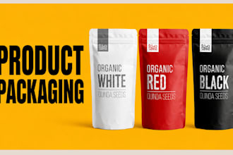 design product packaging, label design and 3d mockups
